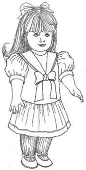Click to enlarge image Dress w/ Dropped waist-Detach Collar that fits American Girl - Pattern 50
