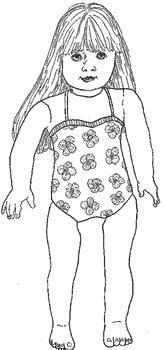 Click to enlarge image Swim Suit, Beach Robe and Hat that fits American Girl Dolls - Pattern 52